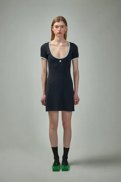 Courrèges Holistic Contrast Mini Dress In Black