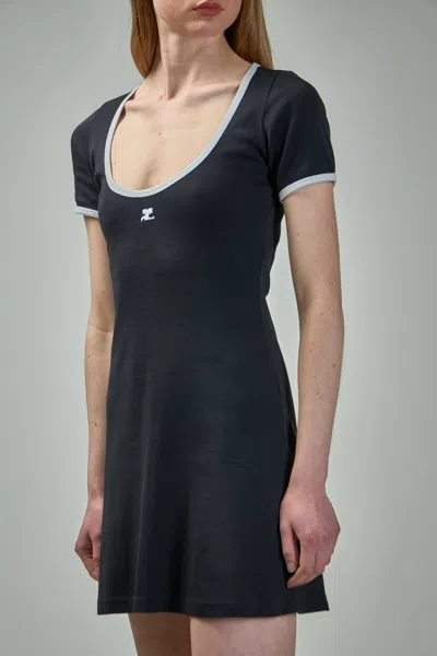 Courrèges Holistic Contrast Mini Dress In Black