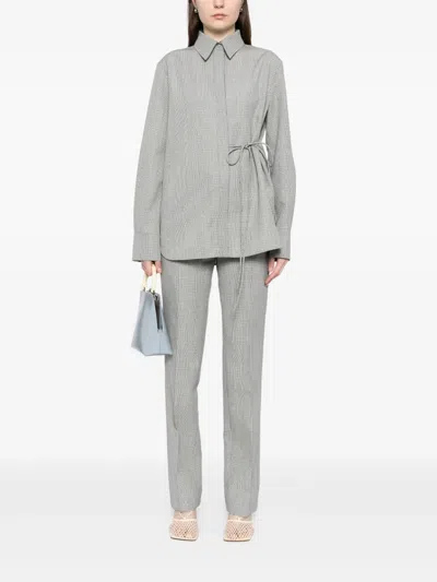 Jil Sander Wool Checked Trousers In Grey