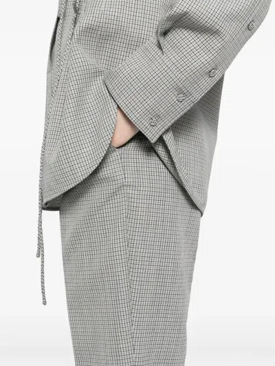 Jil Sander Wool Checked Trousers In Grey