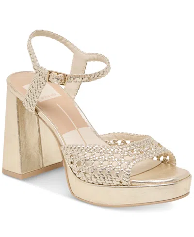Dolce Vita Peyten Sandals Light Gold Woven Stella In Light Gold Woven Leather