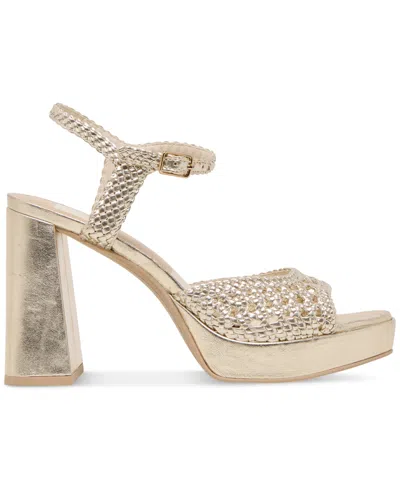 Dolce Vita Peyten Sandals Light Gold Woven Stella In Light Gold Woven Leather