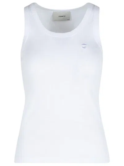 Coperni Ribbed Sleeveless Cotton Tank Top In White