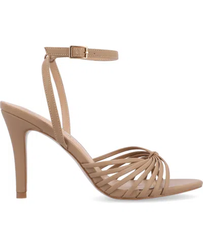 Journee Collection Vanita Womens Round Open Toe Stiletto Heel Pumps In Neutral