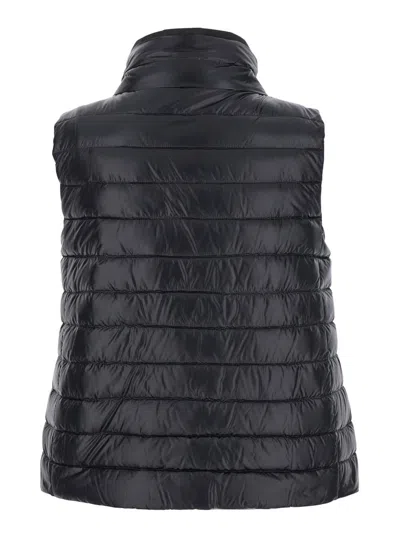 Herno Black Reversible Sleeveless Vest With High Drawstring Neck In Tech Fabric Woman In Black