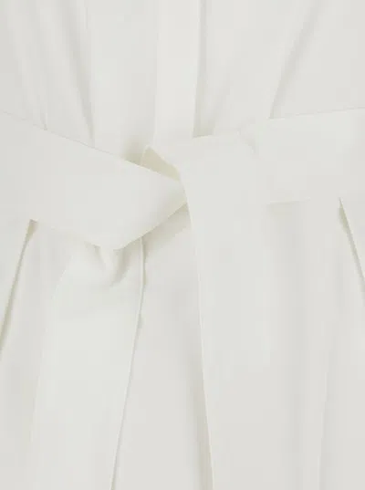 Herno White Sleeveless Dress With Classic Collar And Adjustable Belt In Tech Fabric Stretch Woman In White