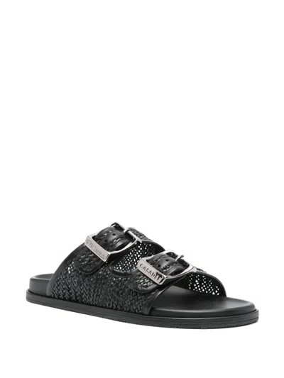 Casadei Perforated Rubber Sole Sandals With Round Toe In Black