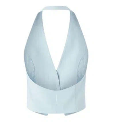 Pinko Light Blue Crop Vest With Halter Neckline And Button Closure In Viscose Woman In Multicolor