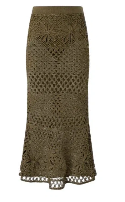 Pinko Long Skirt Made Of Viscose Blend With Patterned Crochet Effect In Multicolor