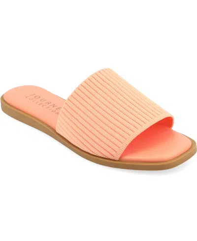 Journee Collection Journee Women's Prisilla Medium And Wide Width Flat Sandals In Peach
