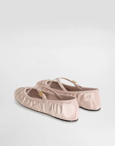 Dolce & Gabbana Elastic Trim Ruched Design Ballerina Flats In Beige