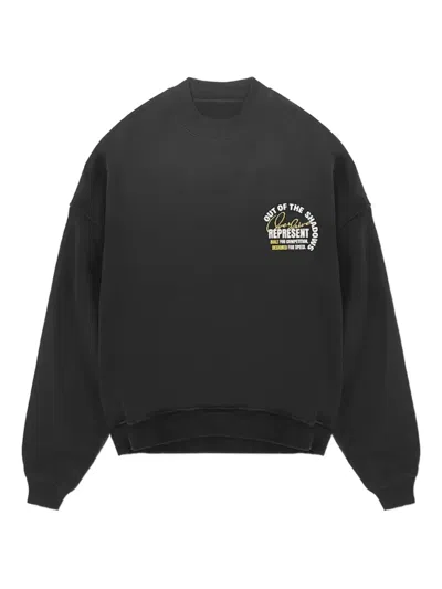 Represent Angel Border Faded Sweatshirt In Black