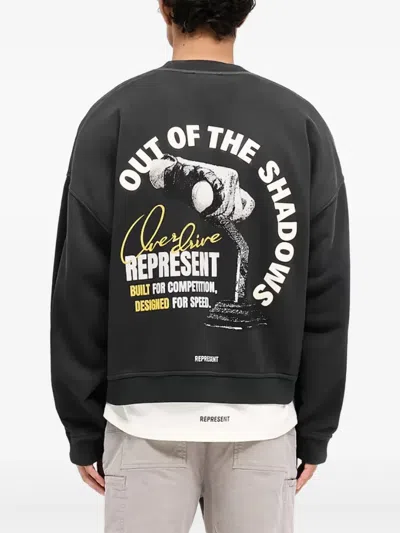 Represent Angel Border Faded Sweatshirt In Black