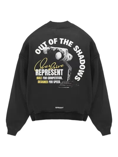 Represent Angel Border Faded Sweatshirt In Black
