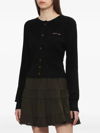 Tout A Coup Ribbed Cardigan In Black