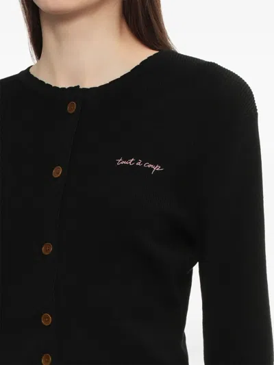 Tout A Coup Ribbed Cardigan In Black
