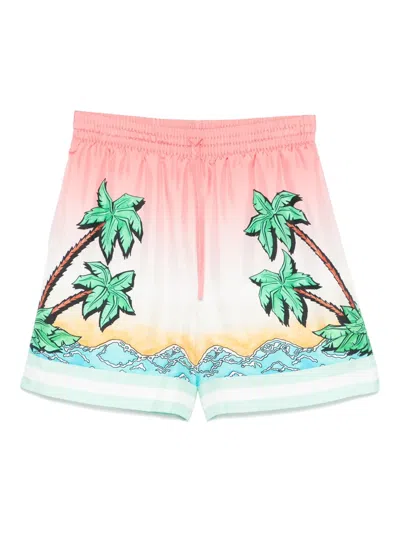 Casablanca Palms Tennis Club Twill Shorts In Pink