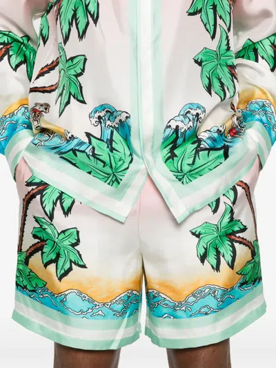 Casablanca Palms Tennis Club Twill Shorts In Pink