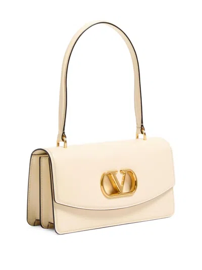 Valentino Vain Leather Top Handle Bag In Neutral