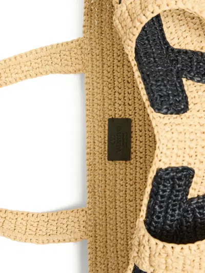 Valentino Borsa Shopping Viva Superstar Grande In Rafia Donna In Neutral