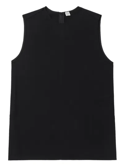 Totême Crew Neck Sleeveless Lightweight Fabric Top In Black
