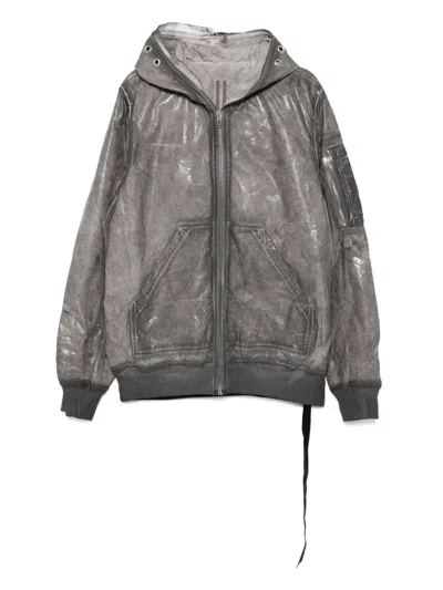 Rick Owens Drkshdw Bomber Jacket Padded Hooded In Grey