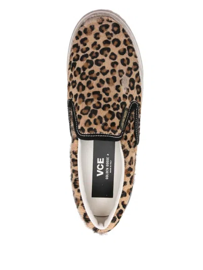 Golden Goose Brown Low Top Sneakers With Embossed Logo On The Heel And All-over Leopard Motif In Leather Woman In Brown