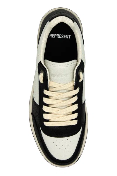Represent Two Tone Leather And Suede Initial Sneakers In Black