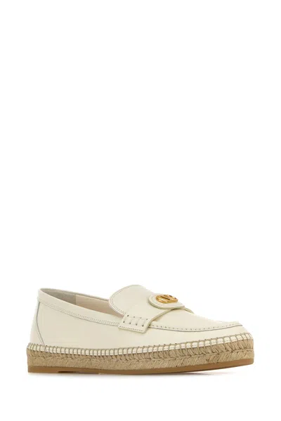 Valentino Garavani White Leather Vlogo Signature Espadrilles