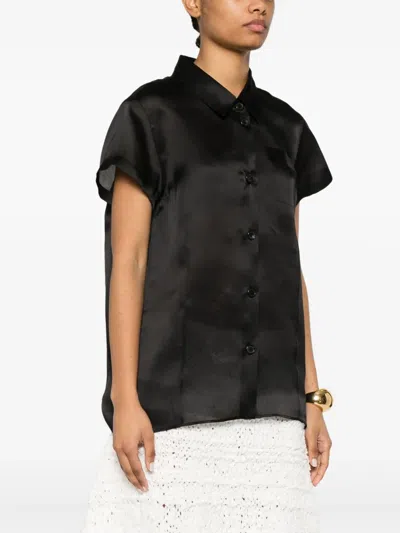 Khaite Keefe Silk Charmeuse Shirt In Black