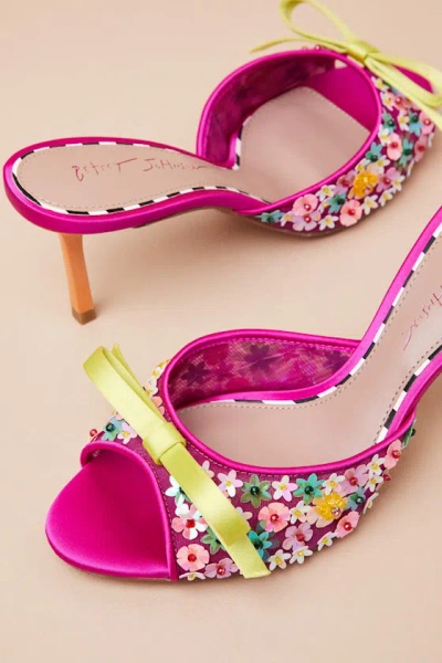 Betsey Johnson Naddia Fuchsia Multi Sequin High Heel Slide Sandals In Fuchsia