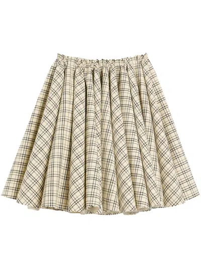 Ami Alexandre Mattiussi Checked-pattern Midi Skirt In Neutral