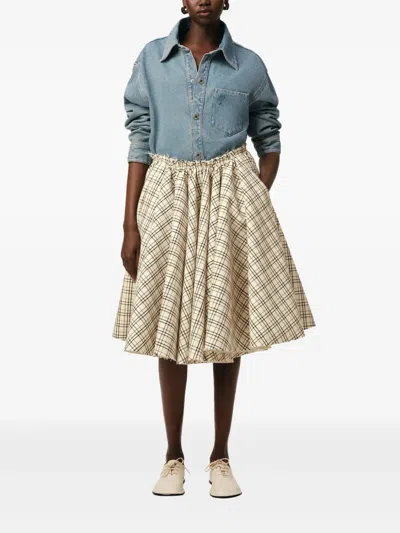 Ami Alexandre Mattiussi Checked-pattern Midi Skirt In Neutral