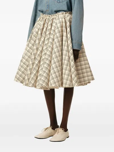 Ami Alexandre Mattiussi Checked-pattern Midi Skirt In Neutral
