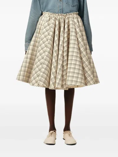 Ami Alexandre Mattiussi Checked-pattern Midi Skirt In Neutral