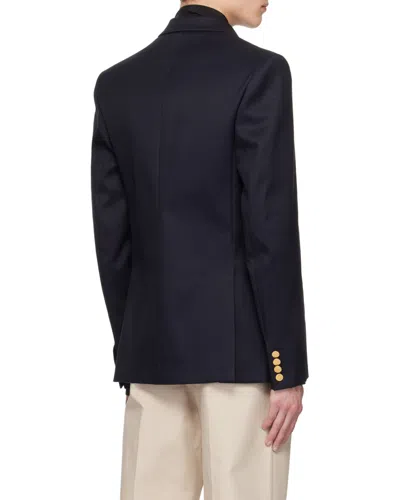 Valentino Drouble-breasted Blazer With Rear Vents In Blue