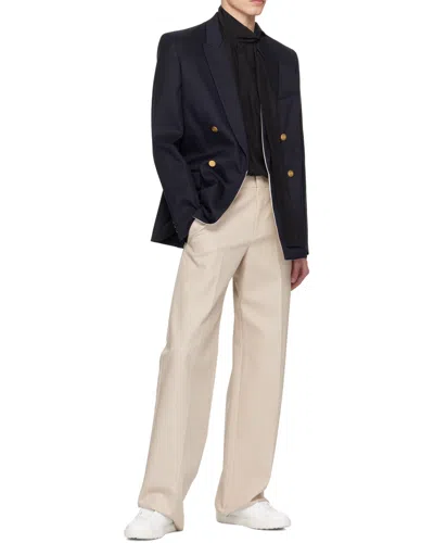 Valentino Drouble-breasted Blazer With Rear Vents In Blue