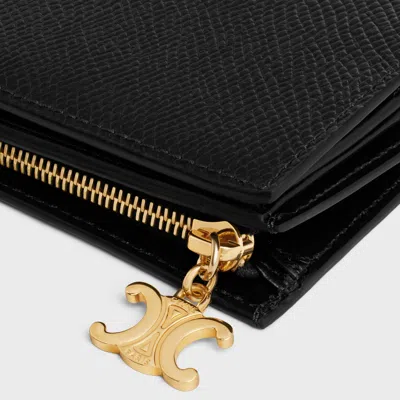 Celine Grain Trimphe Wallet In Black
