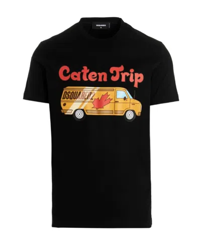 Dsquared2 Black Caten Trip T-shirt In Black