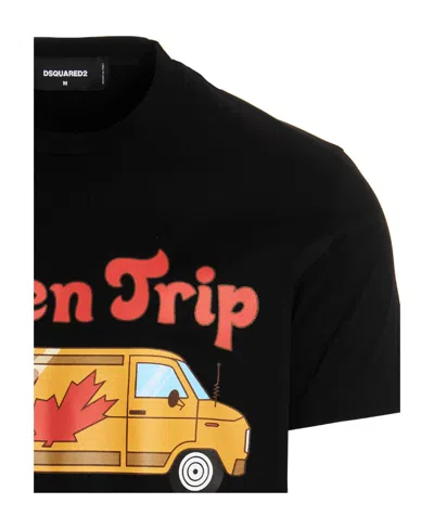 Dsquared2 Black Caten Trip T-shirt In Black