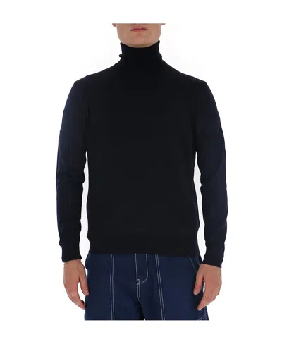 Prada Turtleneck Knitted Pullover In Blue