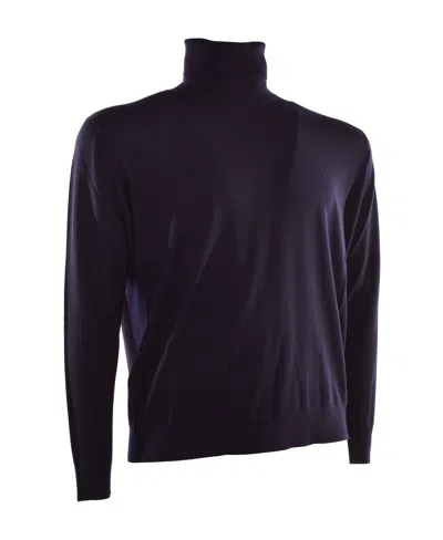 Prada Turtleneck Knitted Pullover In Blue