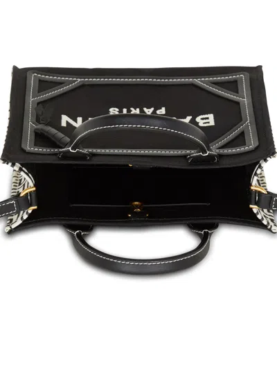 Balmain B Army Small Shopper Tote Bag In Monogram Canvas In Black