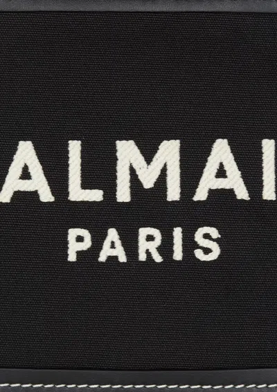 Balmain B Army Small Shopper Tote Bag In Monogram Canvas In Black