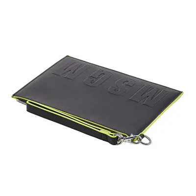 Msgm Zippered Clutch In Black