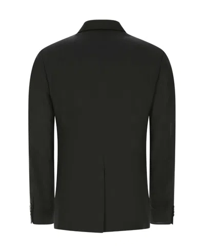 Prada Structured Silk Blazer With Notch Lapel In Black