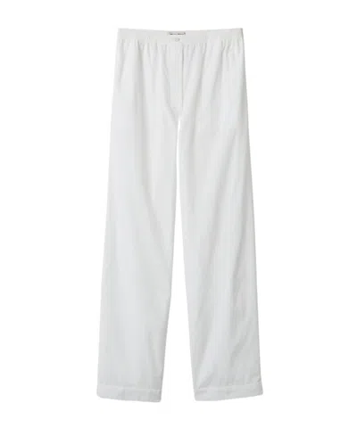 Miu Miu Embroidered-logo Poplin Trousers In White