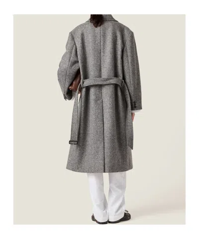 Miu Miu Embroidered-logo Poplin Trousers In White