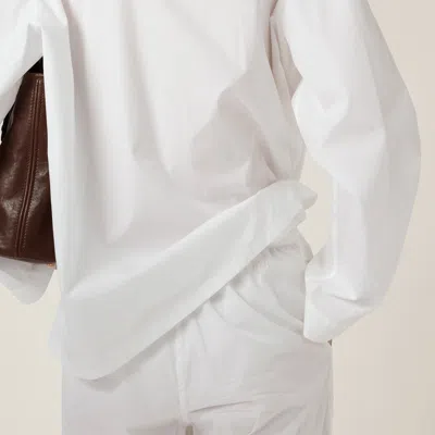 Miu Miu Embroidered-logo Poplin Trousers In White