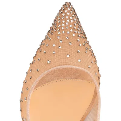 Christian Louboutin Follies Crystal Embellished Mesh Pointed Toe Pump In Nude